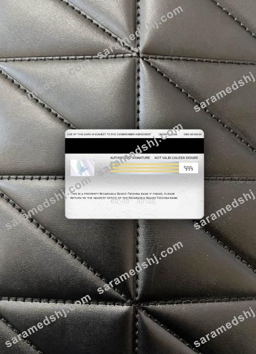 Nicaragua Banco Ficohsa bank visa electron card photolook back
